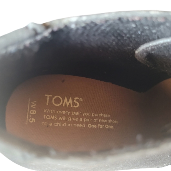 Toms Black Leather Booties Ankle Boots Heeled Size 8.5 - Picture 7 of 7